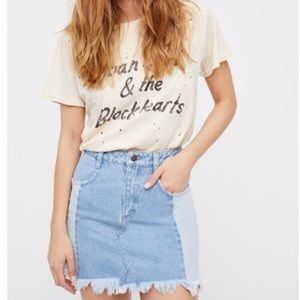 Free people color block denim skirt